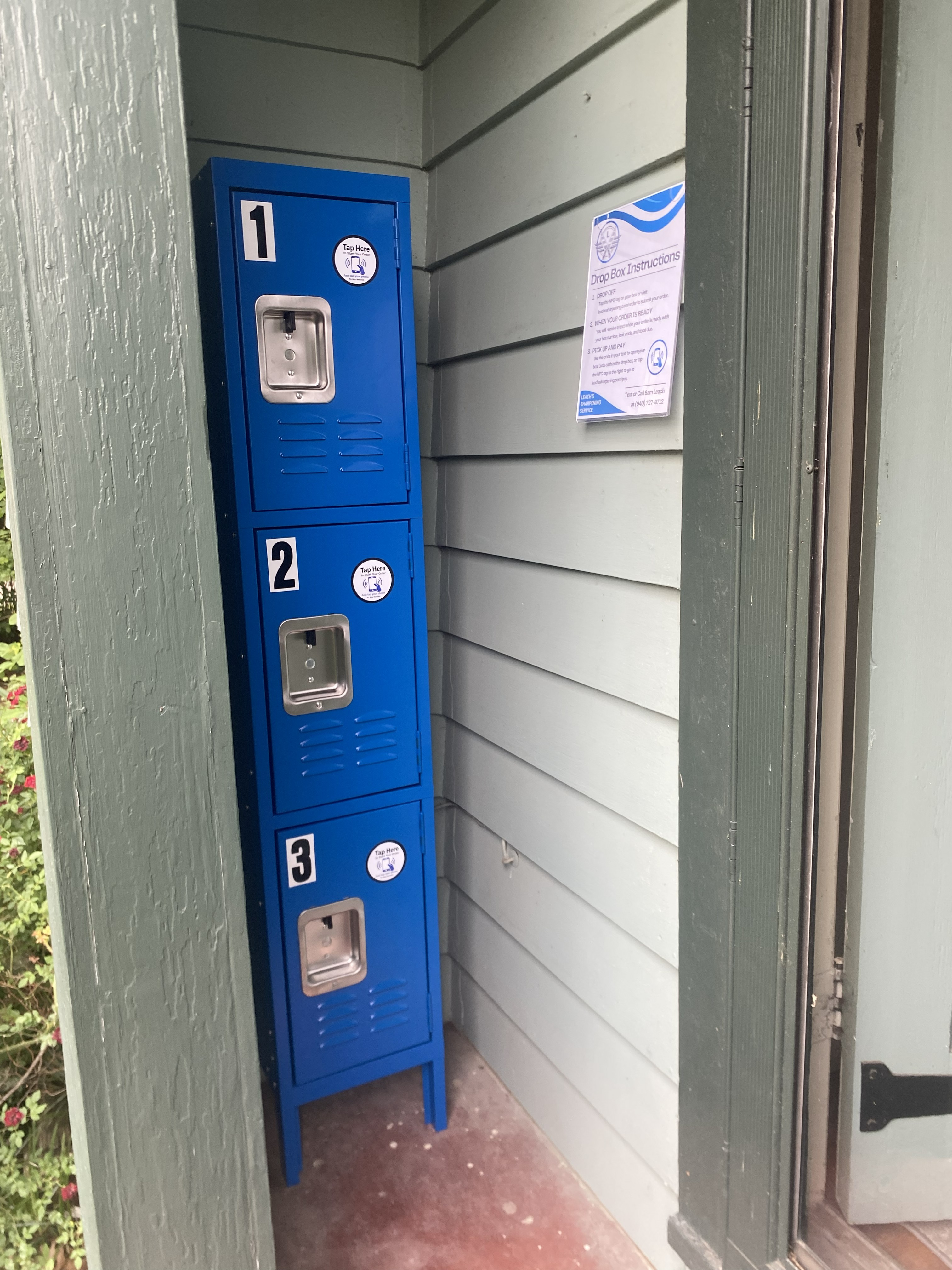 Leach's Sharpening Service drop off boxes