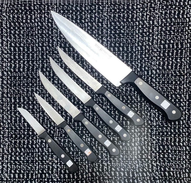 Wusthof kitchen knife set ready for sharpening